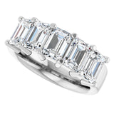 Platinum Emerald Natural Diamond Shared-Prong Five-Stone Anniversary Band – 3 CTW - view 5