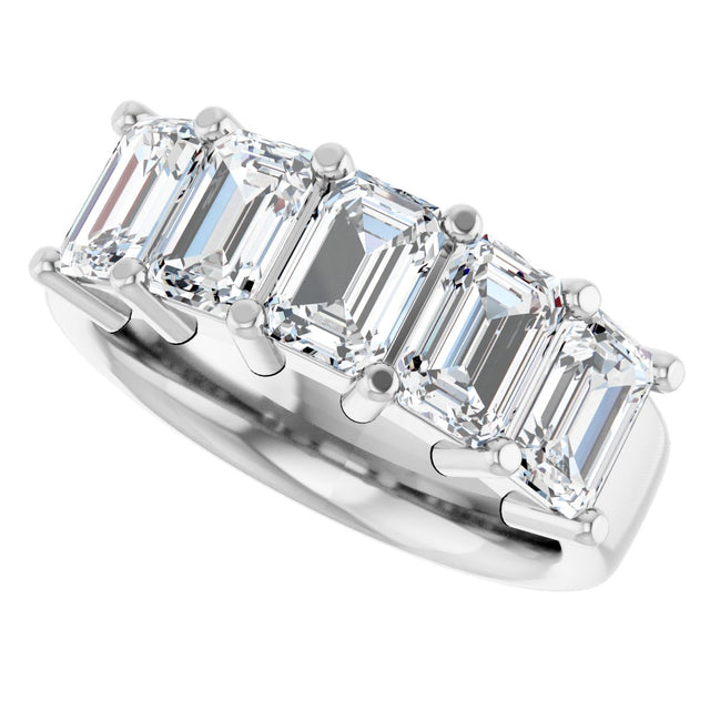 Platinum Emerald Natural Diamond Shared-Prong Five-Stone Anniversary Band – 3 CTW - view 5