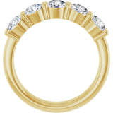 14K Gold Round Lab-Grown Diamond Shared-Prong Five-Stone Anniversary Band – 4.4 mm Stones - Yellow Gold - view 2