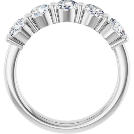 Platinum Round Lab-Grown Diamond Shared-Prong Five-Stone Anniversary Band – 4.4 mm Stones - view 2