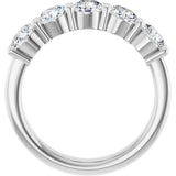 14K Gold Round Lab-Grown Diamond Shared-Prong Five-Stone Anniversary Band – 4.4 mm Stones - White Gold - view 2
