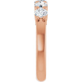14K Gold Round Natural Diamond Shared-Prong Five-Stone Anniversary Band – 2.5 mm Stones - Rose Gold - view 4