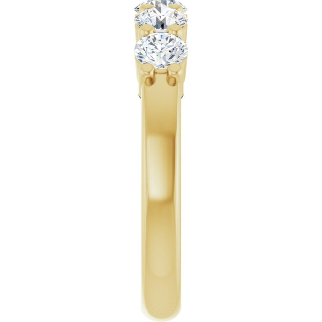14K Gold Round Lab-Grown Diamond Shared-Prong Five-Stone Anniversary Band – 3.75 mm Stones - Yellow Gold - view 4