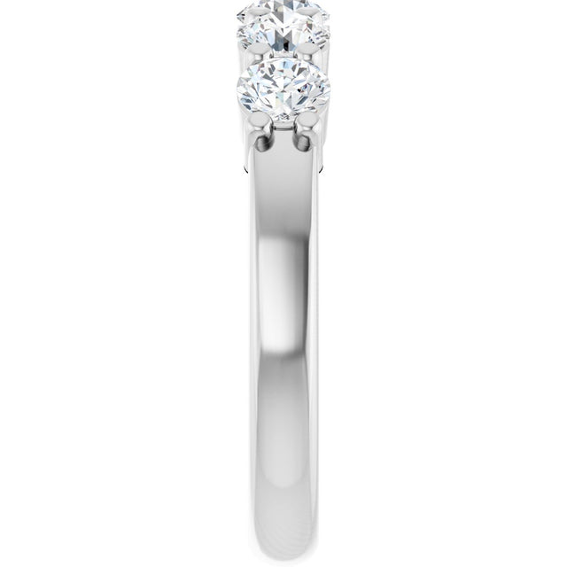 14K Gold Round Lab-Grown Diamond Shared-Prong Five-Stone Anniversary Band – 3.75 mm Stones - White Gold - view 4
