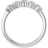 14K Gold Round Lab-Grown Diamond Shared-Prong Five-Stone Anniversary Band – 3.4 mm Stones - White Gold - view 2