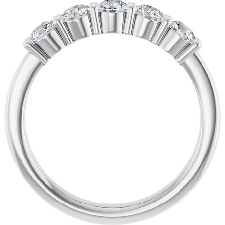 Platinum Round Lab-Grown Diamond Shared-Prong Five-Stone Anniversary Band – 3.4 mm Stones - view 2