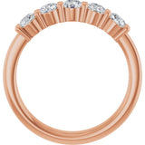 14K Gold Round Lab-Grown Diamond Shared-Prong Five-Stone Anniversary Band – 3.4 mm Stones - Rose Gold - view 2