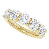 14K Gold Round Lab-Grown Diamond Shared-Prong Five-Stone Anniversary Band – 5.2 mm Stones - Yellow Gold - view 5