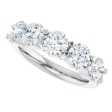 Platinum Round Natural Diamond Shared-Prong Five-Stone Anniversary Band – 5.2 mm Stones - view 5