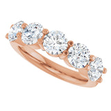 14K Gold Round Natural Diamond Shared-Prong Five-Stone Anniversary Band – 5.2 mm Stones - Rose Gold - view 5