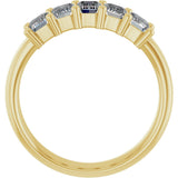 14K Gold Emerald Lab-Grown Diamond Shared-Prong Five-Stone Anniversary Band – 1 3/4–3 1/4 CTW - Yellow Gold - view 2