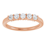14K Gold Round Natural Diamond Shared-Prong Five-Stone Anniversary Band – 2.75 mm Stones - Rose Gold - view 3