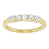 14K Gold Round Lab-Grown Diamond Shared-Prong Five-Stone Anniversary Band – 2.75 mm Stones - Yellow Gold - view 3