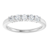 Platinum Round Lab-Grown Diamond Shared-Prong Five-Stone Anniversary Band – 2.75 mm Stones - view 3
