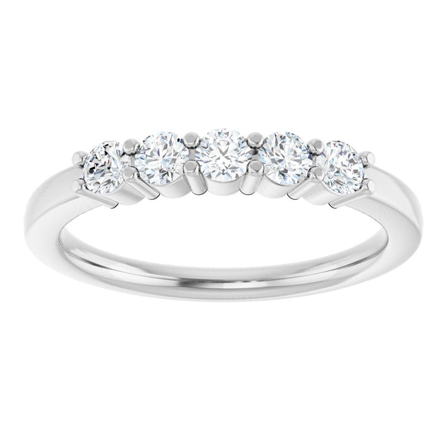 Platinum Round Lab-Grown Diamond Shared-Prong Five-Stone Anniversary Band – 2.75 mm Stones - view 3