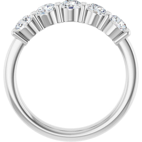 Platinum Round Natural Diamond Shared-Prong Five-Stone Anniversary Band – 2.5 mm Stones - view 2