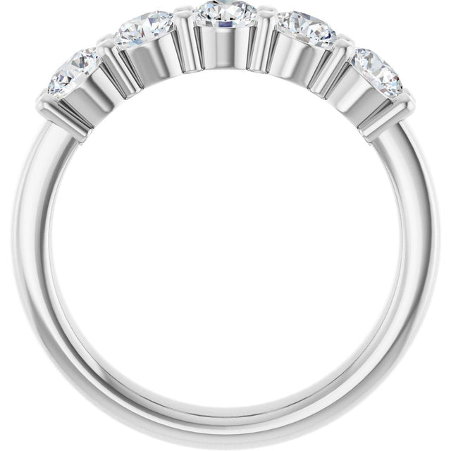 Platinum Round Natural Diamond Shared-Prong Five-Stone Anniversary Band – 2.5 mm Stones - view 2