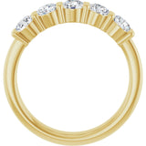 14K Gold Round Natural Diamond Shared-Prong Five-Stone Anniversary Band – 2.5 mm Stones - Yellow Gold - view 2