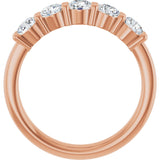 14K Gold Round Natural Diamond Shared-Prong Five-Stone Anniversary Band – 2.5 mm Stones - Rose Gold - view 2