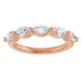 14K Gold Marquise Natural Diamond Shared-Prong Anniversary Band – 1 CTW - Rose Gold - view 3