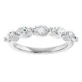 14K Gold Marquise Natural Diamond Shared-Prong Anniversary Band – 1 CTW - White Gold - view 3
