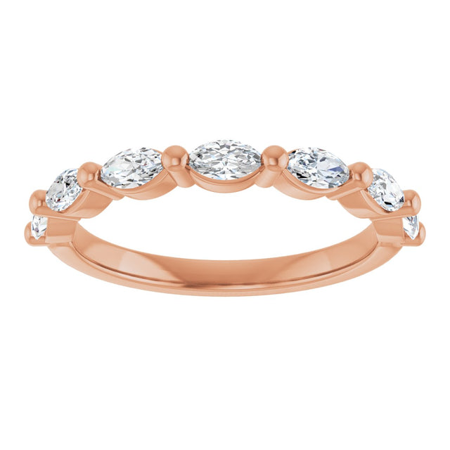 14K Gold Marquise Lab-Grown Diamond Shared-Prong Anniversary Band – 1/4–3/4 CTW - Rose Gold - view 3