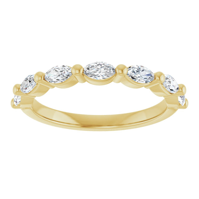 14K Gold Marquise Lab-Grown Diamond Shared-Prong Anniversary Band – 1/4–3/4 CTW - Yellow Gold - view 3