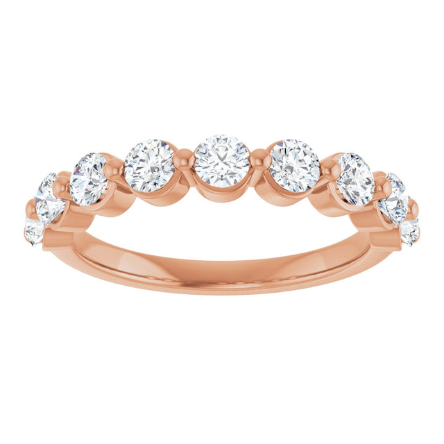 10K Gold Round Lab-Grown Diamond Shared-Prong Anniversary Band – 9/10–1 1/3 CTW - Rose Gold - view 3