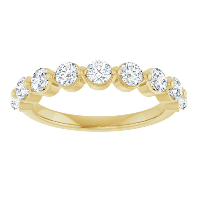 10K Gold Round Lab-Grown Diamond Shared-Prong Anniversary Band – 9/10–1 1/3 CTW - Yellow Gold - view 3