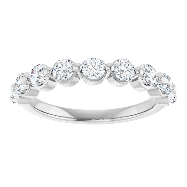 10K Gold Round Natural Diamond Shared-Prong Anniversary Band – 3/4–1 1/2 CTW - White Gold - view 3