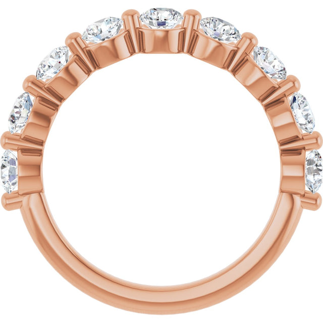 10K Gold Round Lab-Grown Diamond Shared-Prong Anniversary Band – 9/10–1 1/3 CTW - Rose Gold - view 2