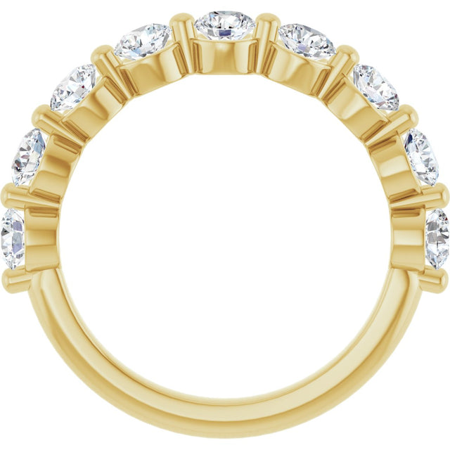 10K Gold Round Natural Diamond Shared-Prong Anniversary Band – 3/4–1 1/2 CTW - Yellow Gold - view 2