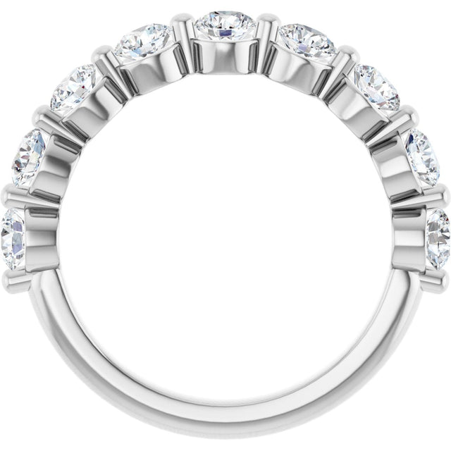 10K Gold Round Lab-Grown Diamond Shared-Prong Anniversary Band – 9/10–1 1/3 CTW - White Gold - view 2