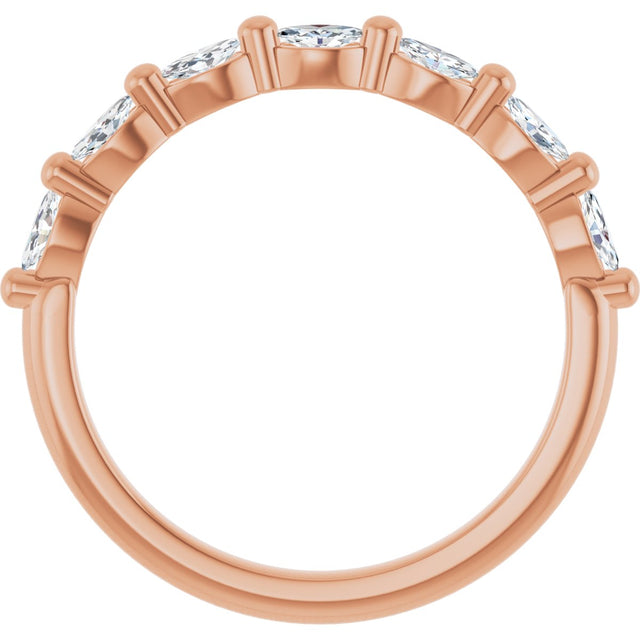 14K Gold Marquise Lab-Grown Diamond Shared-Prong Anniversary Band – 1/4–3/4 CTW - Rose Gold - view 2