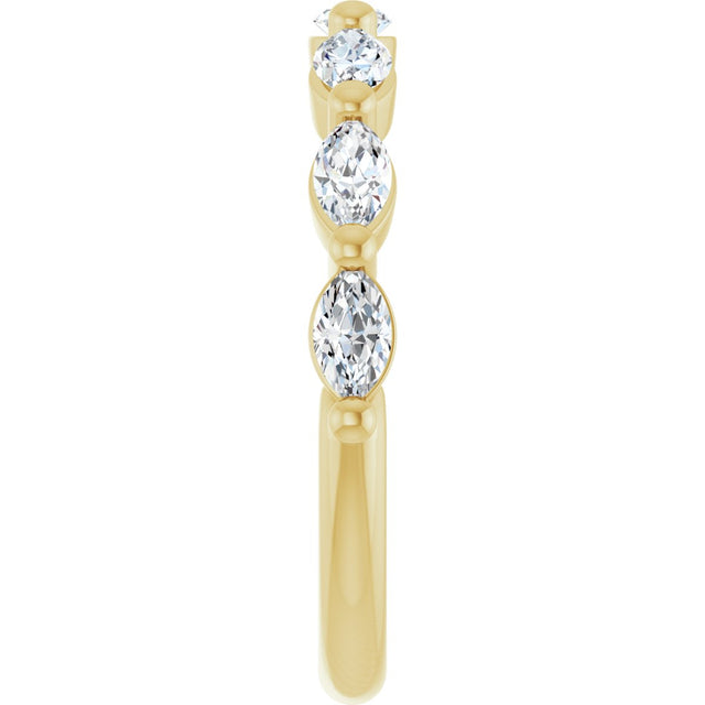 14K Gold Marquise Lab-Grown Diamond Shared-Prong Anniversary Band – 1/4–3/4 CTW - Yellow Gold - view 4