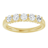 14K Gold Round Lab-Grown Diamond Shared-Prong Five-Stone Anniversary Band – 3.4 mm Stones - Yellow Gold - view 3