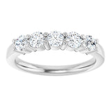 14K Gold Round Lab-Grown Diamond Shared-Prong Five-Stone Anniversary Band – 3.4 mm Stones - White Gold - view 3