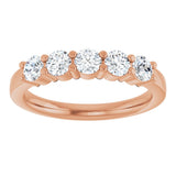 14K Gold Round Lab-Grown Diamond Shared-Prong Five-Stone Anniversary Band – 3.4 mm Stones - Rose Gold - view 3