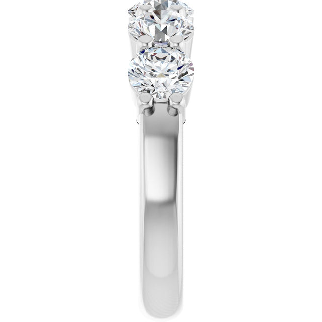 Platinum Round Lab-Grown Diamond Shared-Prong Five-Stone Anniversary Band – 4.8 mm Stones - view 4