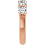 14K Gold Round Lab-Grown Diamond Shared-Prong Five-Stone Anniversary Band – 4.8 mm Stones - Rose Gold - view 4