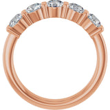 14K Gold Round Lab-Grown Diamond Shared-Prong Five-Stone Anniversary Band – 4.1 mm Stones - Rose Gold - view 2