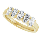 14K Gold Oval Lab-Grown Diamond Shared-Prong Five-Stone Anniversary Band – 5x3 mm Stones - Yellow Gold - view 5