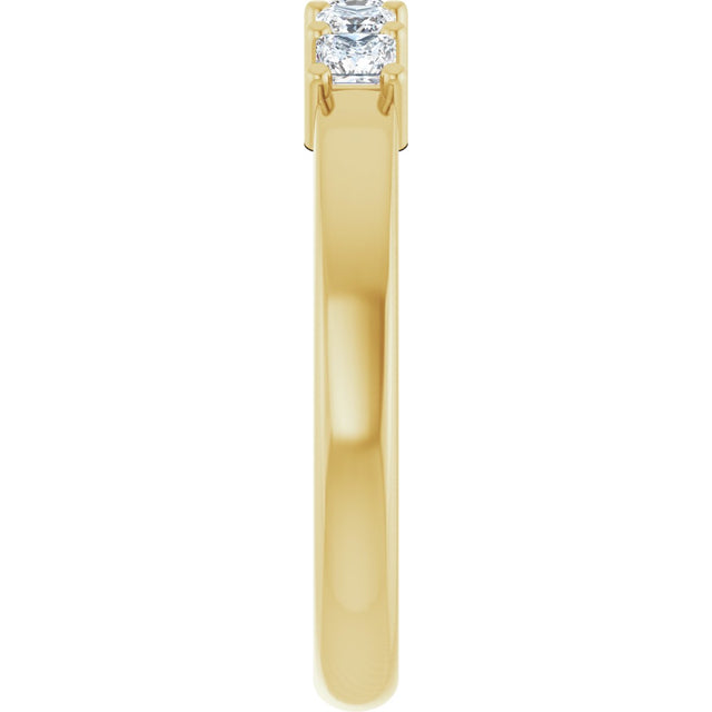 14K Gold Square Lab-Grown Diamond Shared-Prong Five-Stone Anniversary Band – 1/2–1 3/8 CTW - Yellow Gold - view 4