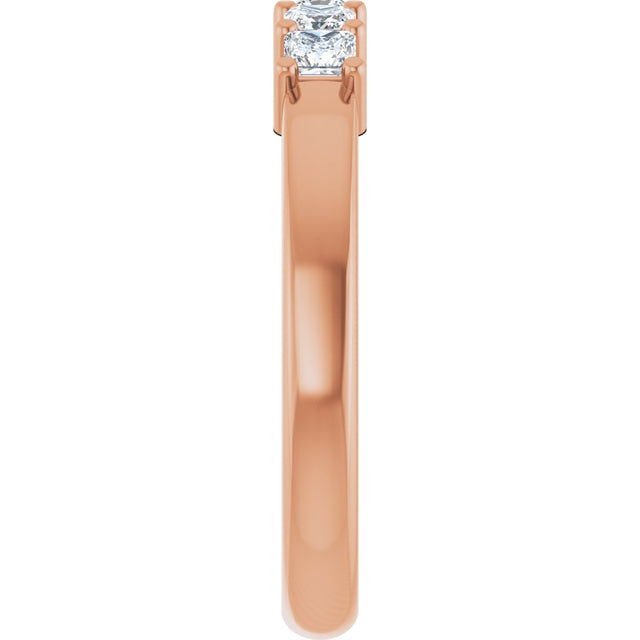 14K Gold Square Lab-Grown Diamond Shared-Prong Five-Stone Anniversary Band – 1/2–1 3/8 CTW - Rose Gold - view 4