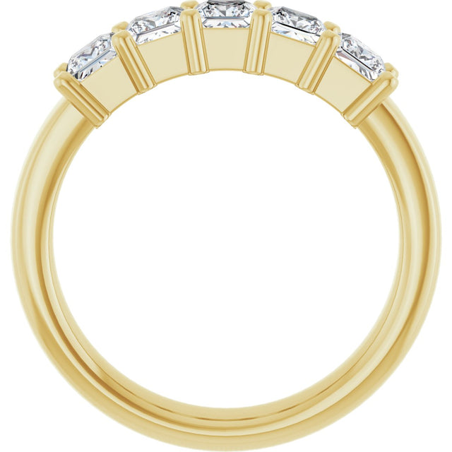 14K Gold Square Lab-Grown Diamond Shared-Prong Five-Stone Anniversary Band – 1/2–1 3/8 CTW - Yellow Gold - view 2