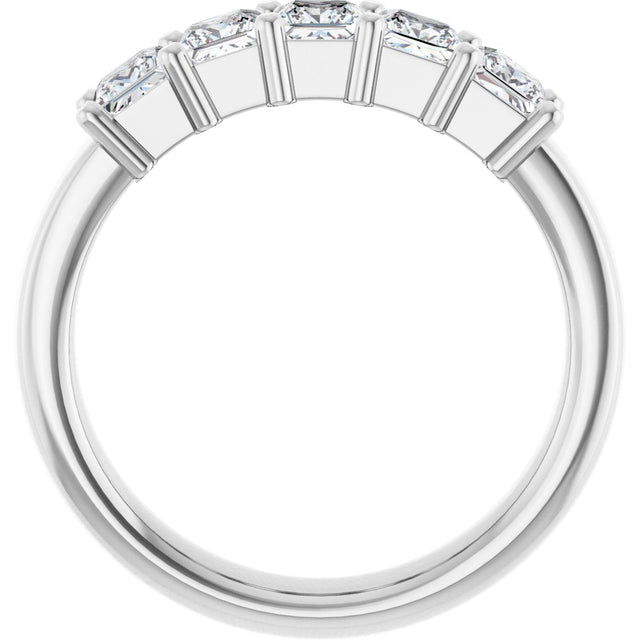 Platinum Square Lab-Grown Diamond Shared-Prong Five-Stone Anniversary Band – 1/2–1 3/8 CTW - view 2