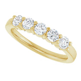 14K Gold Round Lab-Grown Diamond Shared-Prong Five-Stone Anniversary Band – 3.2 mm Stones - Yellow Gold - view 5