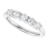 Platinum Round Lab-Grown Diamond Shared-Prong Five-Stone Anniversary Band – 3.2 mm Stones - view 5
