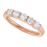14K Gold Round Lab-Grown Diamond Shared-Prong Five-Stone Anniversary Band – 3.2 mm Stones - Rose Gold - view 5