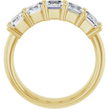 14K Gold Emerald Natural Diamond Shared-Prong Five-Stone Anniversary Band – 3 CTW - Yellow Gold - view 2